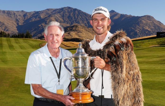 Sir Bob-Zac Murray Four-time New Zealand Open winner Sir Bob Charles with the 2019 champion, Zack Murray. (Credit: Photosport)