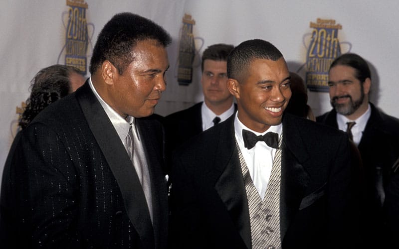 American Idols - Muhammad Ali and Tiger Woods during Sports Illustrated 20th Century Sports Awards at Madison Square Garden in New York City, NY, United States. (Photo by Ron Galella/Ron Galella Collection via Getty Images)