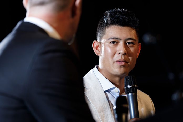 Denzel_Ieremia_SportsAwards_30Jan2020 Denzel Ieremia speaking at the 2019 Brian Perry Waikato Regional Sports Awards is the official title. Photo: Mike Walen (Key Imagery)