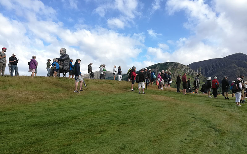 Crowds following Lindberg and Barrett (Photo: Neville Idour)