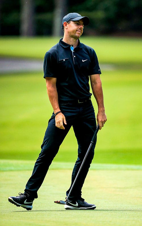 Rory McIlroy of Northern Ireland reacts on the eighth green during the first round of the RBC Heritage on June 18, 2020 at Harbour Town Golf Links in Hilton Head Island, South Carolina. (Photo by Streeter Lecka/Getty Images)
