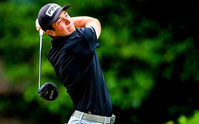 Viktor-Hovland--rbc-heritage Viktor Hovland of Norway plays his shot from the 12th tee during the first round of the RBC Heritage on June 18, 2020 at Harbour Town Golf Links in Hilton Head Island, South Carolina. (Photo by Sam Greenwood/Getty Images)