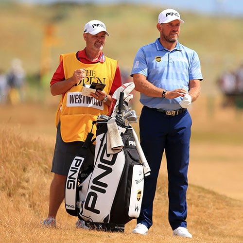 Caddy Billy Foster with Lee Westwood
